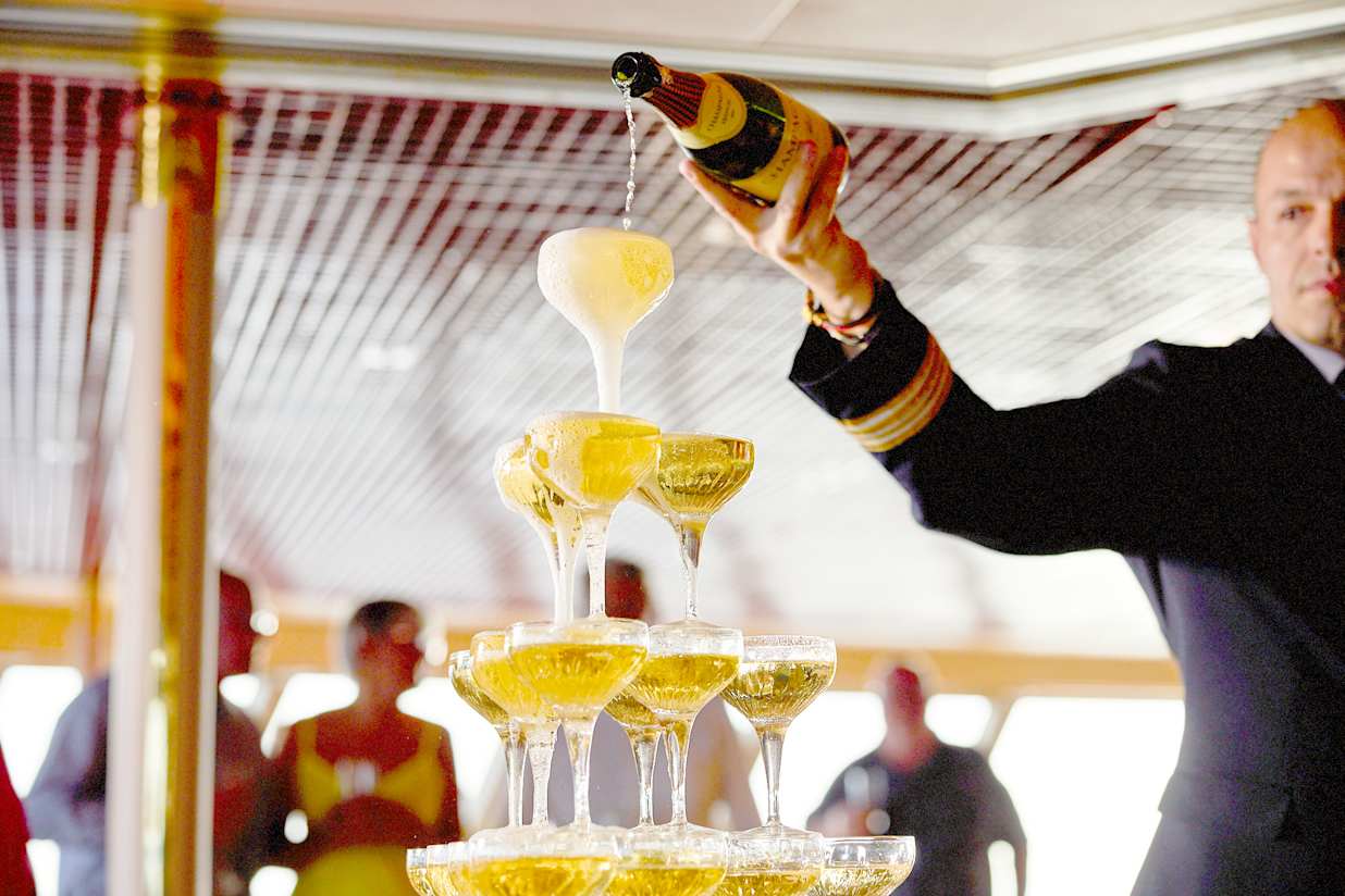 Champagne fountain in The Observatory on Borealis